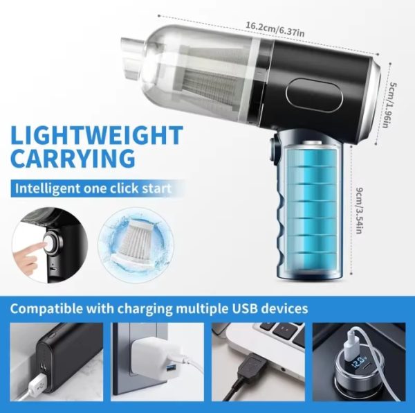 3 In 1 Portable Vacuum Cleaner- Durable Wireless Vacuum