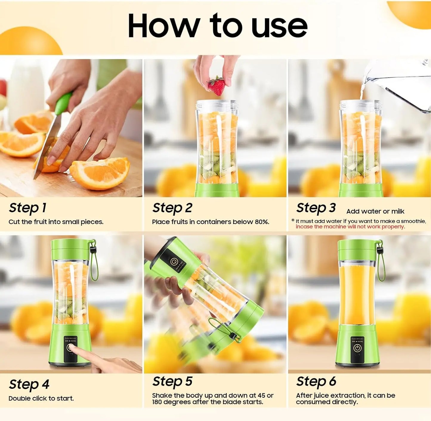 Portable Mini 6 Blade Juicer Blender