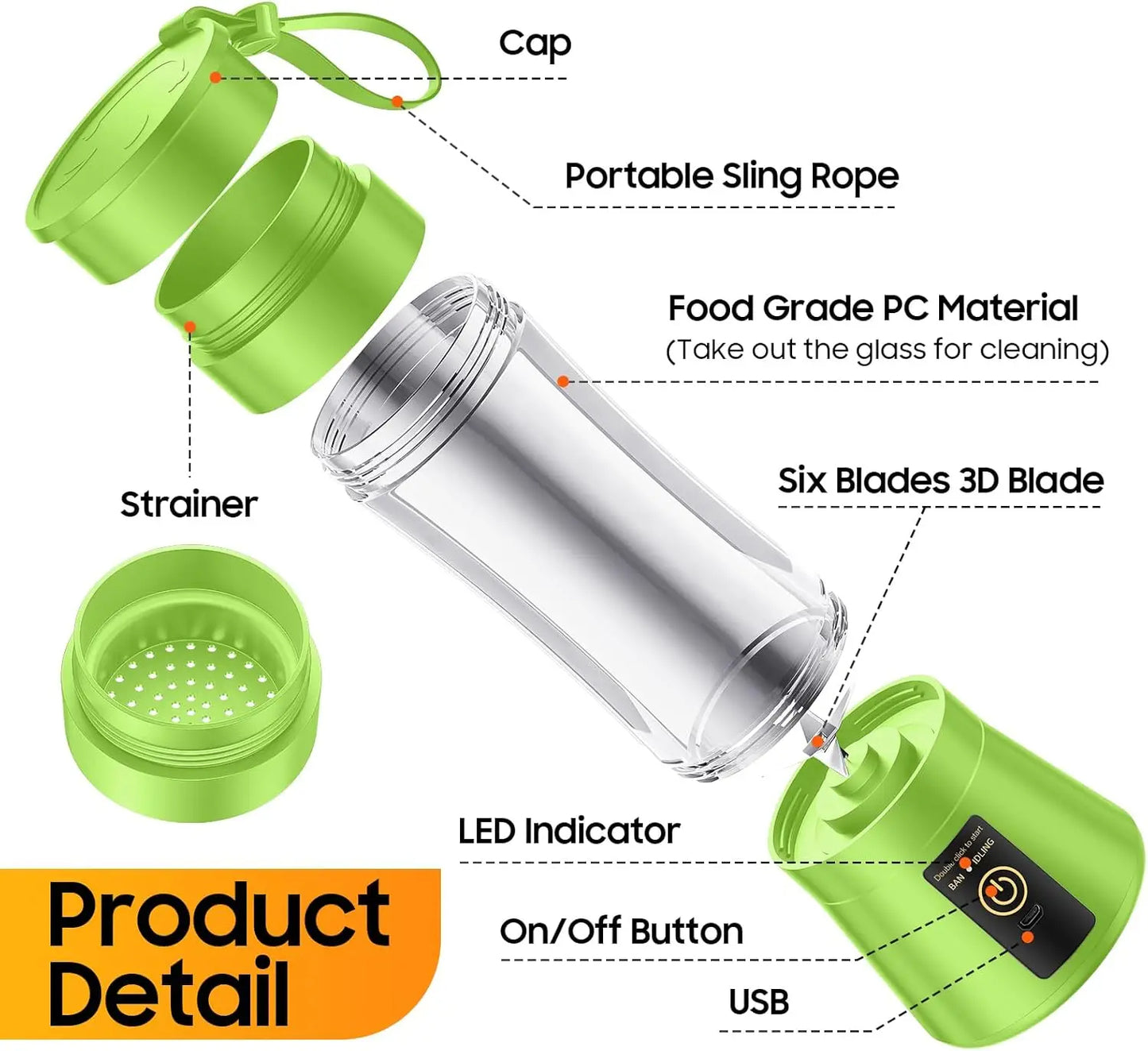 Portable Mini 6 Blade Juicer Blender